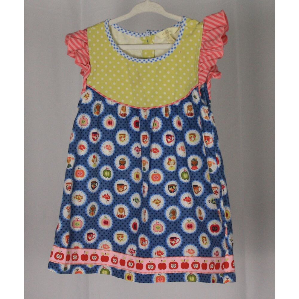 Matilda Jane Girls Floral Polka Dot Top Lace Sleeve Shirt Stained